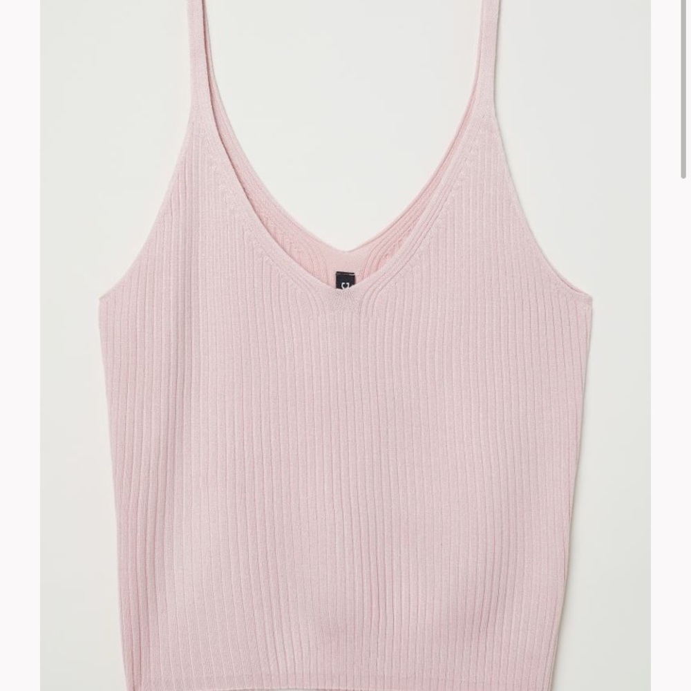 H&M DIVIDED | Light pink ribbed knit strappy top